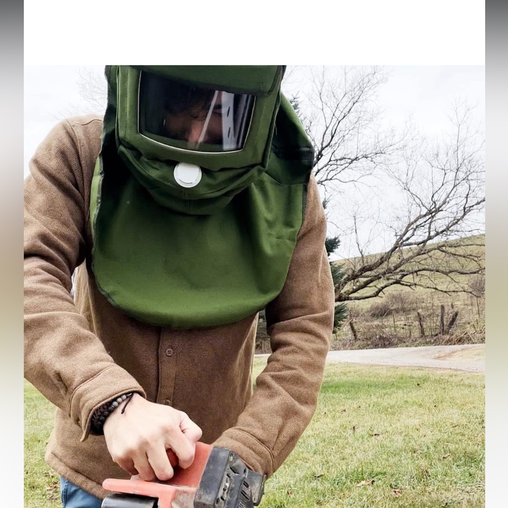 Sand Blasting Hood Cap, Canvas Shawl Sandblaster Protective Gear Mask Anti-dust - Picture 3 of 11